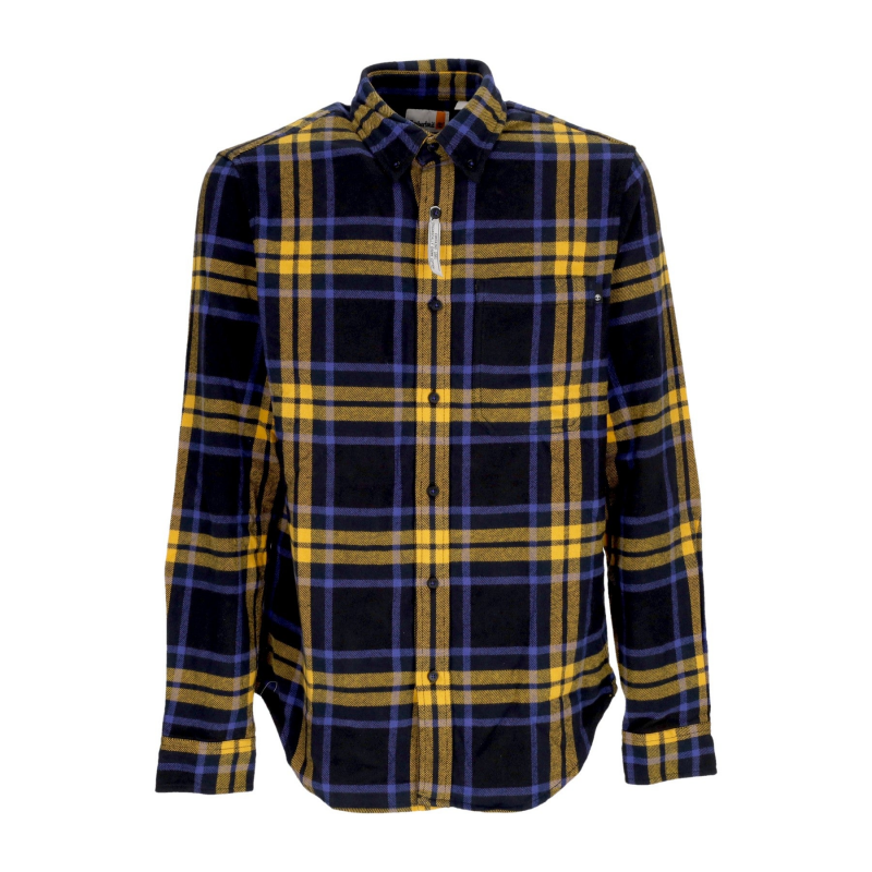 Herren-Langarmhemd L/S, kariertes Hemd aus schwerem Flanell, Schwarz