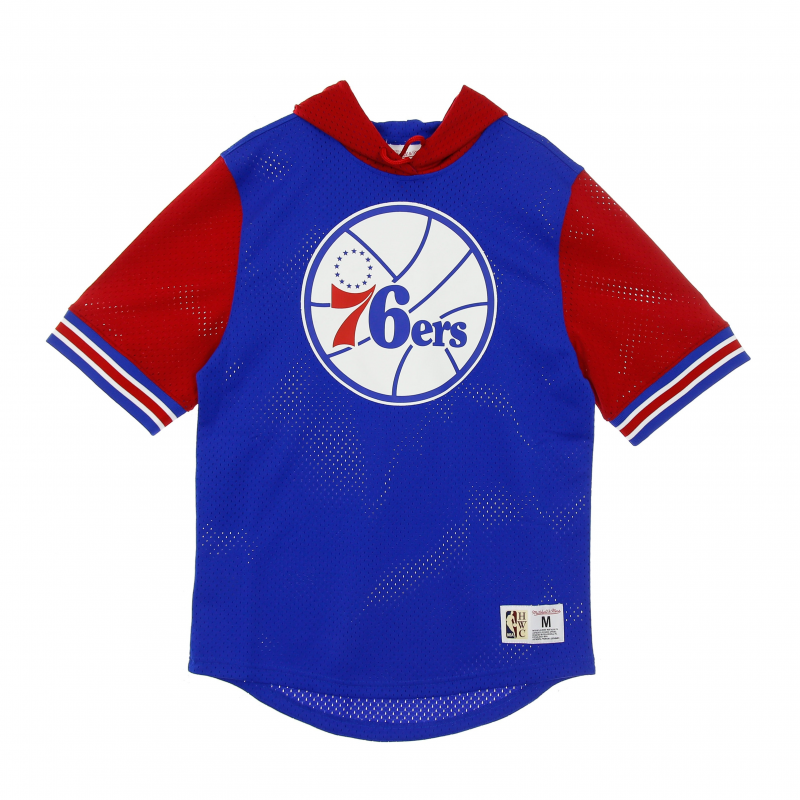 Leichter Kapuzenpullover fur Herren, kurzarmelig, NBA Buzzer Beater Mesh Hoody, Hardwood Classics, Phi76e, Original-Teamfarben