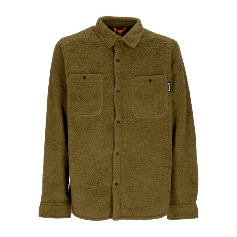 Wattiertes Hemd-Fleece-Overshirt fur Herren, Dunkeloliv