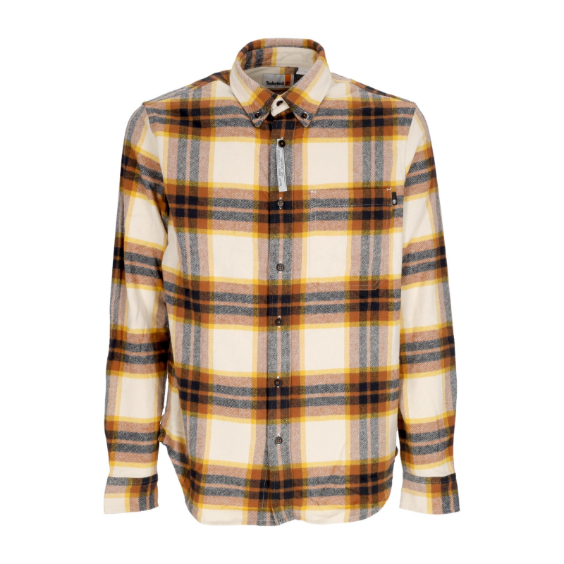 Herren-Langarmhemd L/S Heavy Flannel Plaid Shirt White Smoke