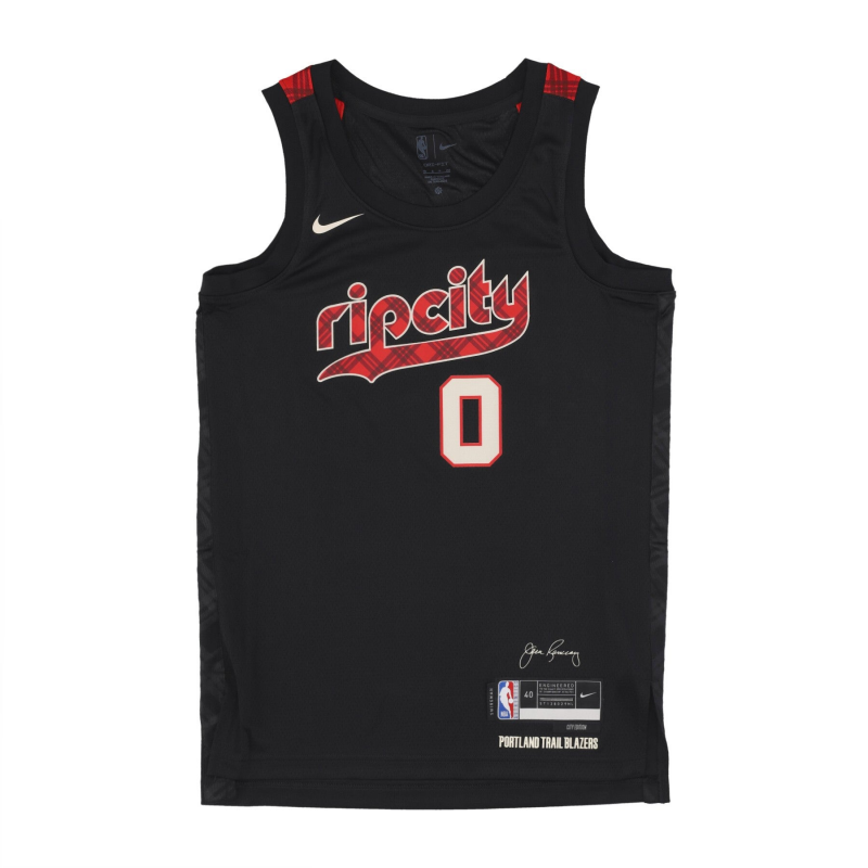 Herren-Basketball-Tanktop NBA City Edition 2023/24 Swingman-Trikot Nr. 0 Damian Lillard Porbla Schwarz