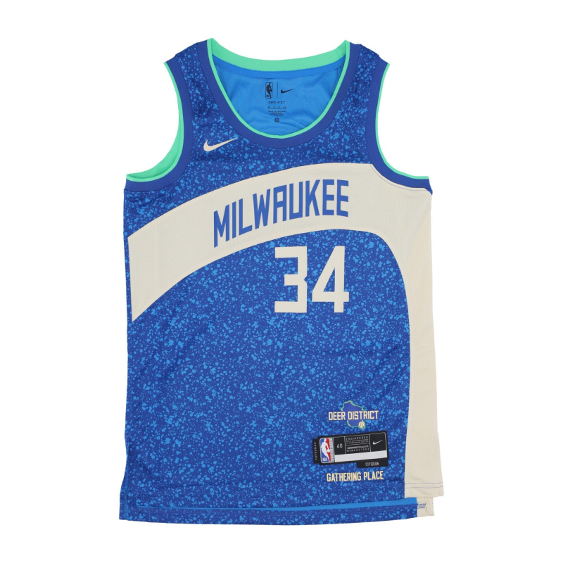 Herren-Basketball-Tanktop NBA City Edition 2023/24 Swingman-Trikot 34 Giannis Antetokounmpo Milbuc Foto Blau