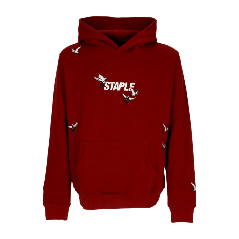 Leichtes Herren-Kapuzenpullover mit Flock-Logo, Burgunderrot
