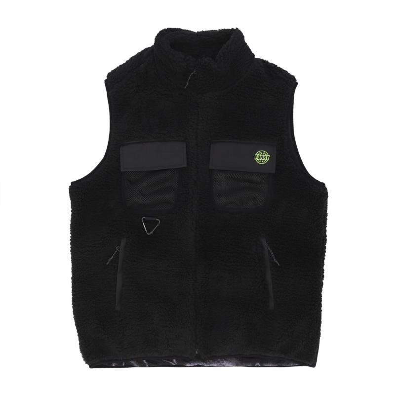 Grog Herren armellose Sherpa-Weste Schwarz