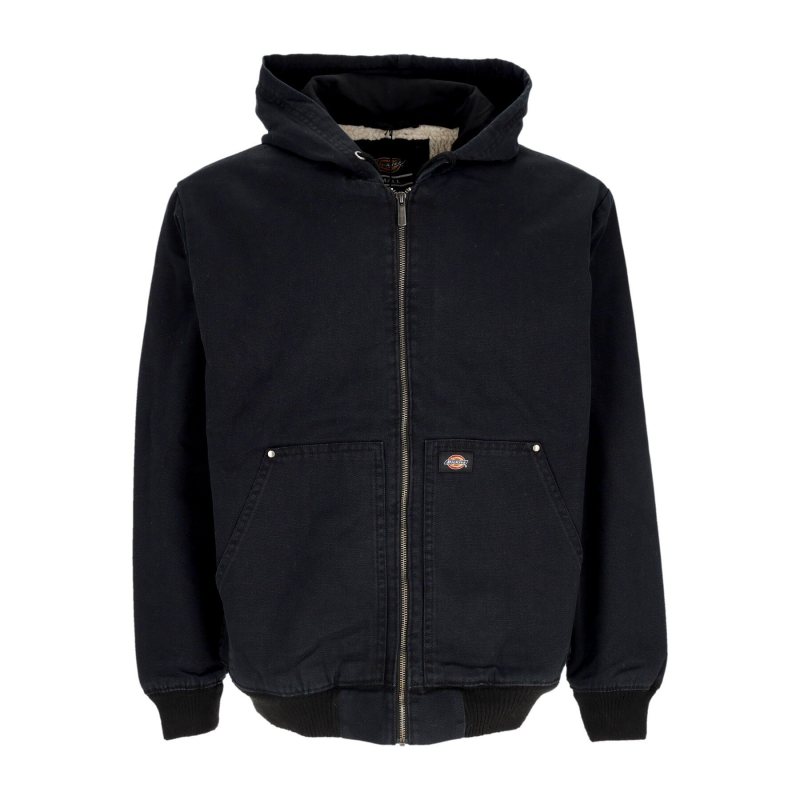 Herren-Kapuzenjacke aus Duck-Canvas in Schwarz
