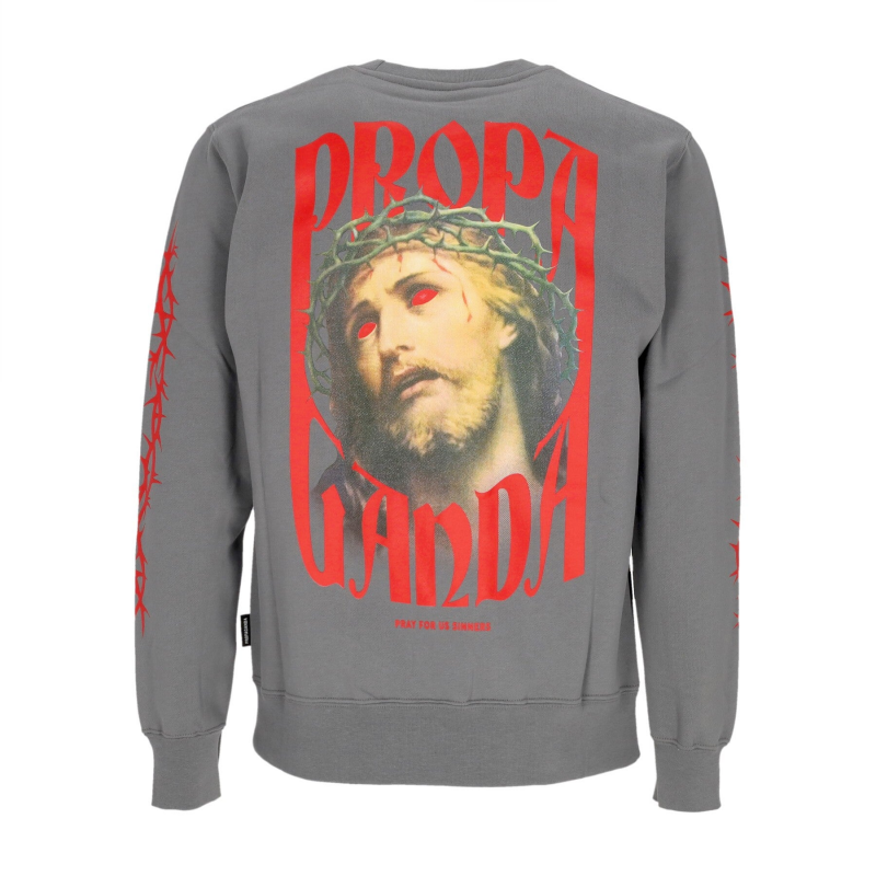 Crown Crewneck Graues Herren-Sweatshirt mit Rundhalsausschnitt