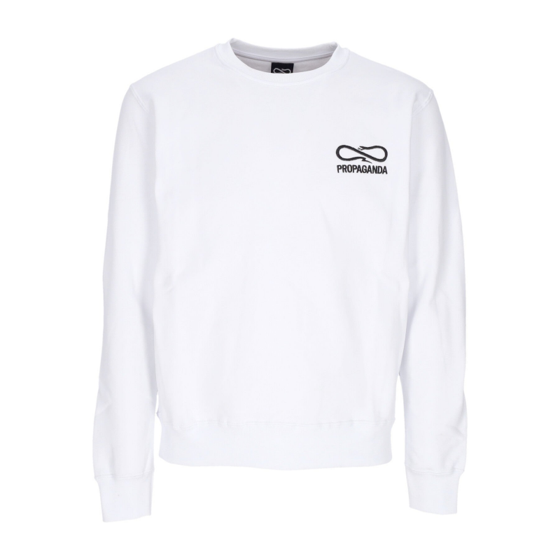 Herren-Sweatshirt mit Rundhalsausschnitt, Logo-Stickerei, Rundhalsausschnitt, WeiB