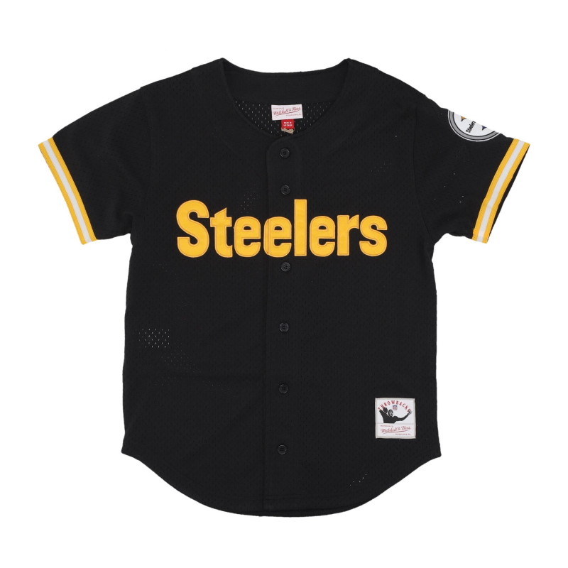 Herren T-Shirt Buttons Nfl On The Clock Mesh Button Front Pitste Black