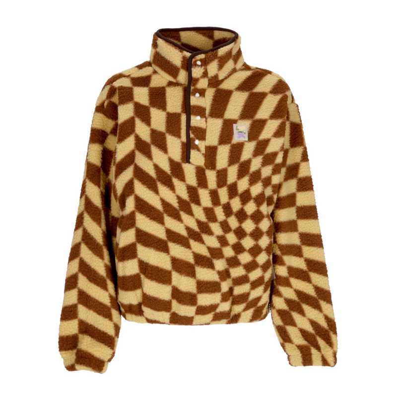 Damen-Slip-on-Fleecejacke Wavy Pop Over Jacket Sepia Multi