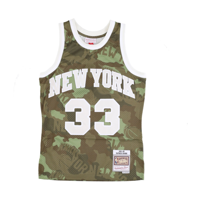 Herren-Basketball-Tanktop Nba Ghost Green Camo Swingman Jersey Hardwood Classics Nr. 33 Patrick Ewing 1991-92 Neykni Camo/Grun