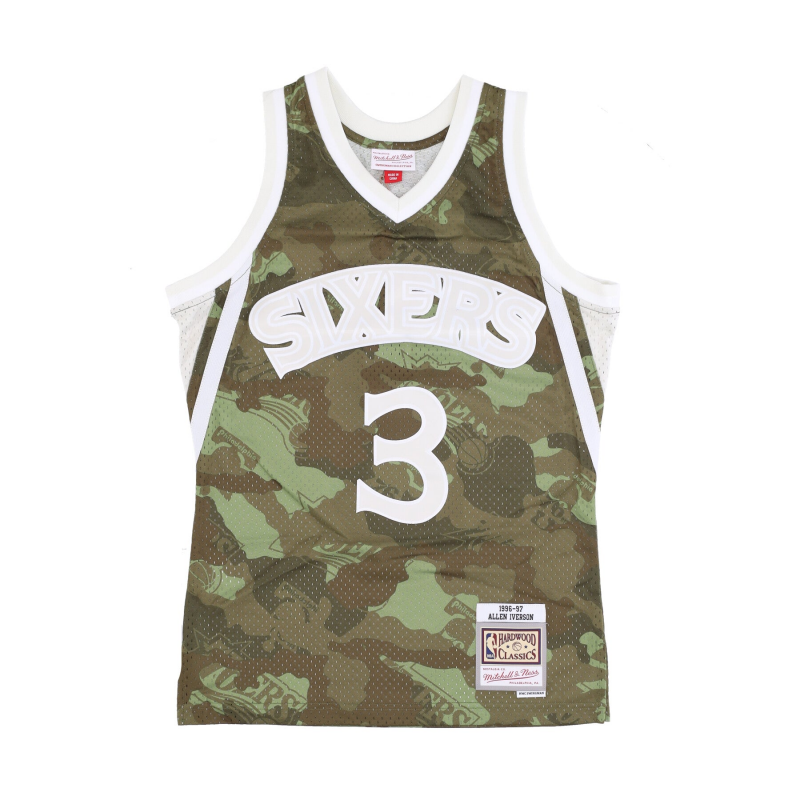Herren-Basketball-Tanktop Nba Ghost Green Camo Swingman Jersey Hardwood Classicsno 3 Allen Iverson 1996-97 Phi76e Camo/grun