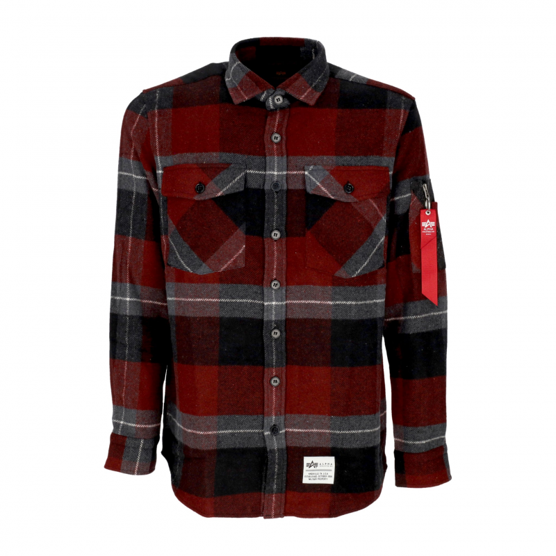 Herren-Flanellhemd mit langen Armeln, Schwarz/Grau