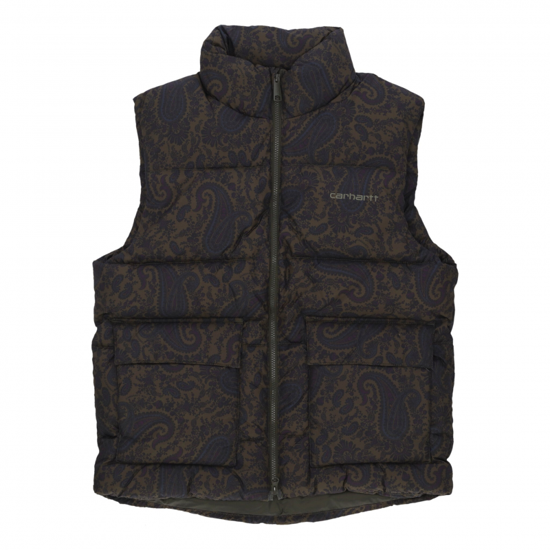 Springfield Vest Herren armellose Daunenjacke Paisley Print/Pflanze/Schwarz