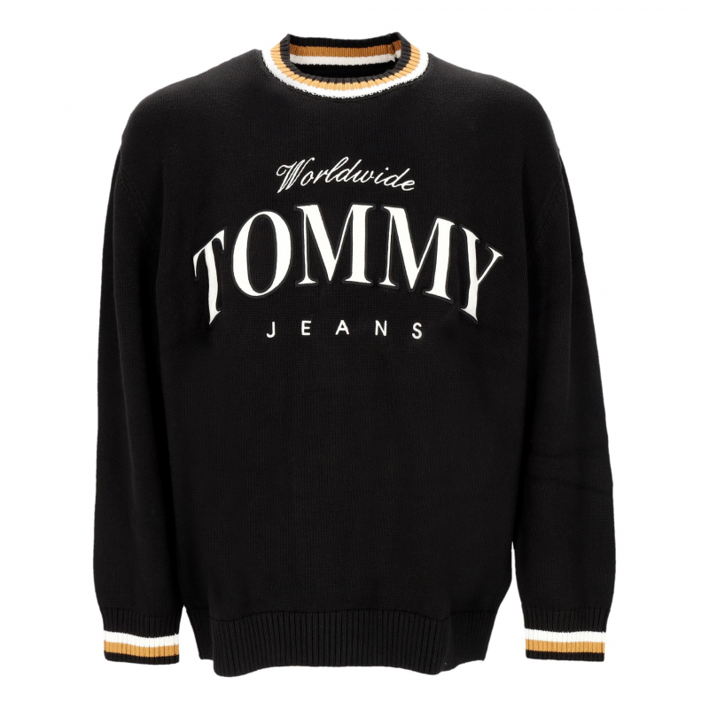 Leichtes Herren-Sweatshirt mit Rundhalsausschnitt Boxy Varsity Crewneck Ext Schwarz