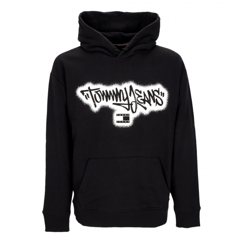 Leichtes Herren-Sweatshirt mit Kapuze, entspannter Spray-Graffiti-Hoodie in Schwarz
