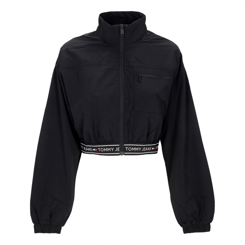 Kurzer Damen-Windbreaker W Crop Taping Windbreaker Schwarz