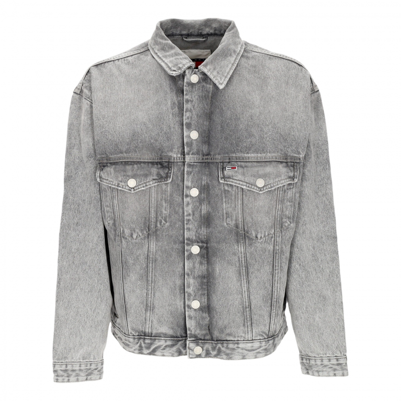 Aiden ubergroBe Trucker-Jacke, Denim, schwarze Herren-Jeansjacke