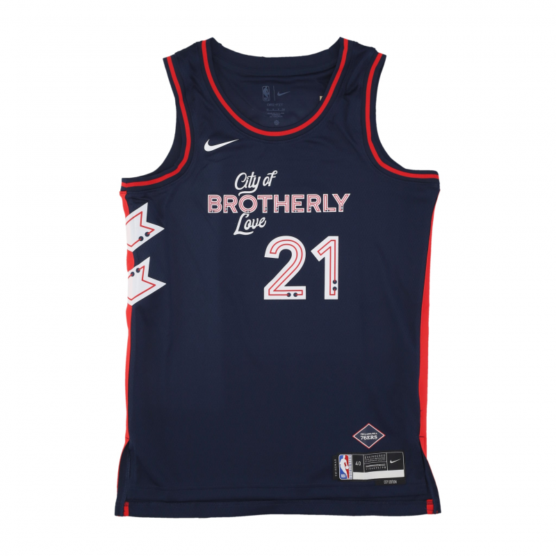 Herren-Basketball-Tanktop Nba City Edition 2023/24 Dri-Fit Swingman-Trikot Nr. 21 Joel Embiid Phi76e College Navy