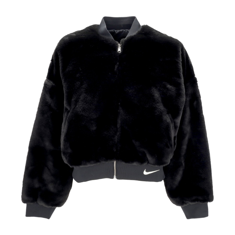 Damen Fur W Sportswear Wende-Bomberjacke aus Kunstpelz Schwarz/Kokosnussmilch
