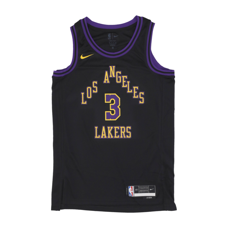 Herren-Basketball-Tanktop NBA City Edition 2023/24 Dri-Fit Swingman-Trikot Nr. 3 Anthony Davis Loslak Schwarz