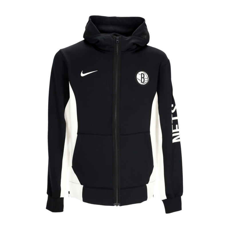 Herren-Trainingsjacke mit Kapuze, Nba Showtime Dri-Fit Hoodie mit durchgehendem ReiBverschluss, Bronet, Schwarz/WeiB/WeiB/WeiB