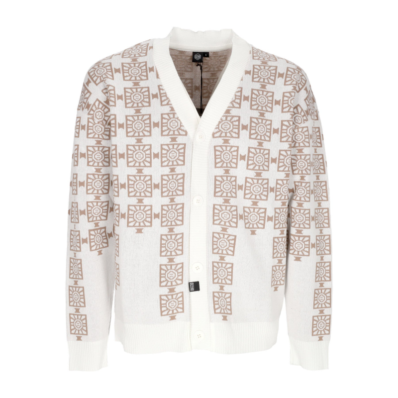 Herren-Cardigan Breeze Blocks Cardigan Braun/WeiB
