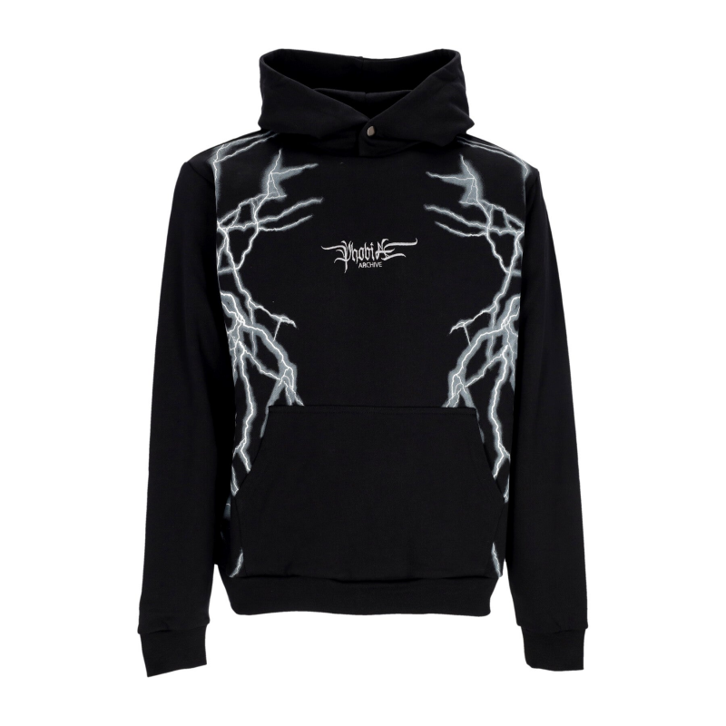 Leichter Herren-Hoodie mit seitlichem Lightning-Print, Schwarz/WeiB