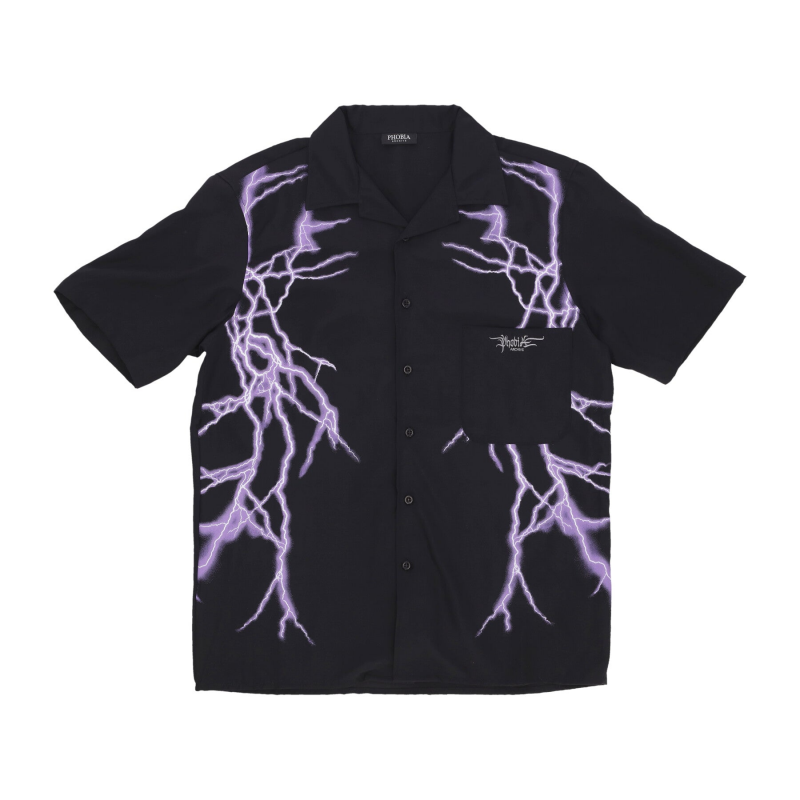 Kurzarmliges Herren-Lateral-Lightning-Hemd Schwarz/Lila