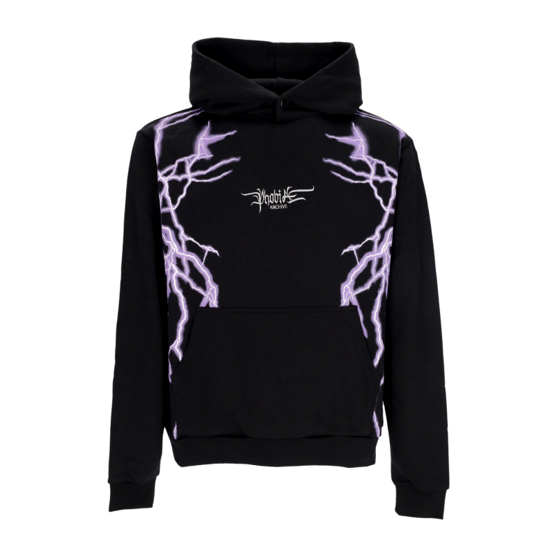 Leichter Herren-Hoodie mit seitlichem Lightning-Print, Schwarz/Lila