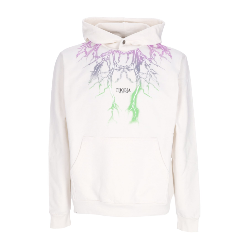 Leichtes Herren-Kapuzenpullover mit zweifarbigem Lightning-Print, WeiB