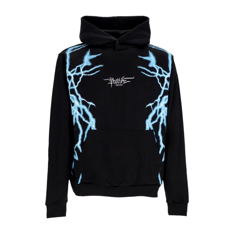 Leichter Herren-Hoodie mit seitlichem Lightning-Print, Schwarz/Hellblau