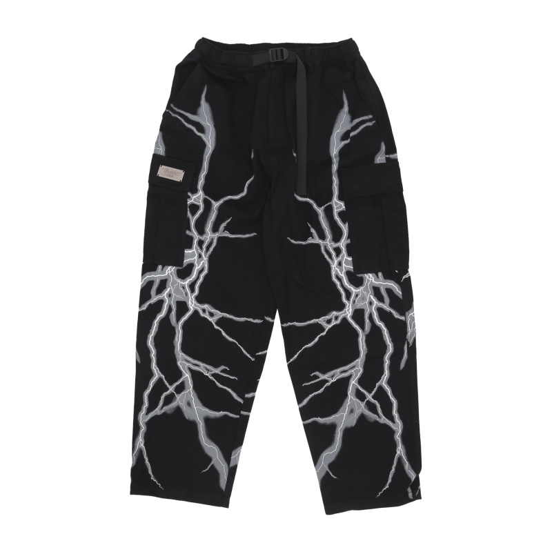 Lange seitliche Lightning-Cargohose fur Herren in Schwarz/WeiB