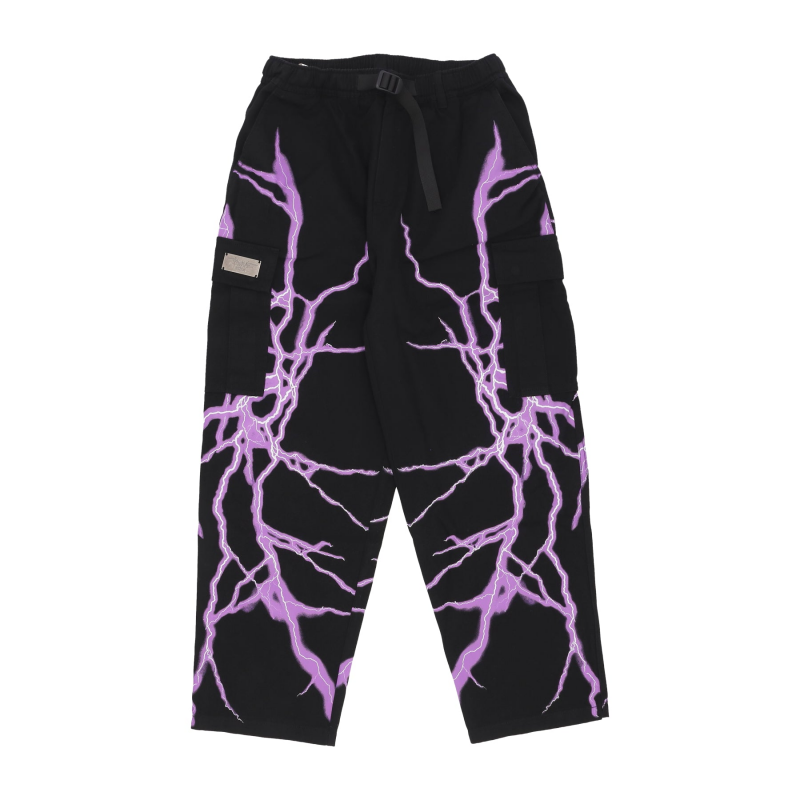 Lange seitliche Lightning-Cargohose fur Herren in Schwarz/Lila