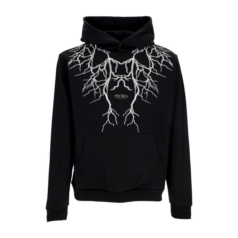 Leichtes Herren-Sweatshirt mit Kapuze und Stickerei Lightning Hoodie Schwarz/Grau