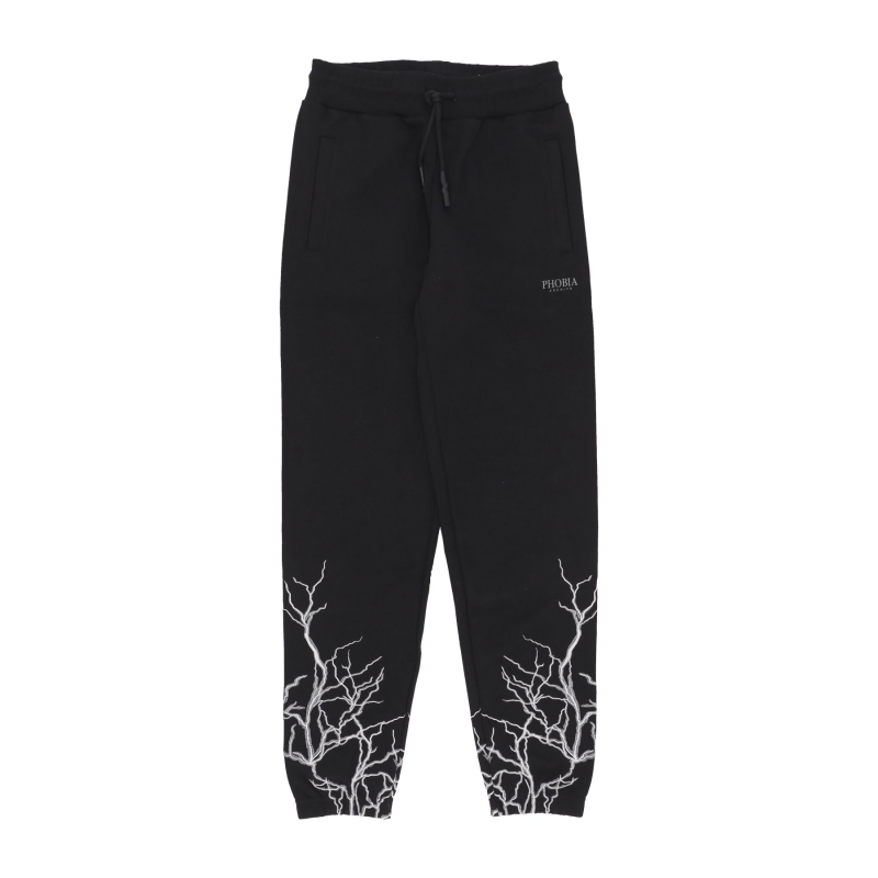 Leichte Herren-Trainingshose mit Stickerei, Lightning-Hose, Schwarz/Grau