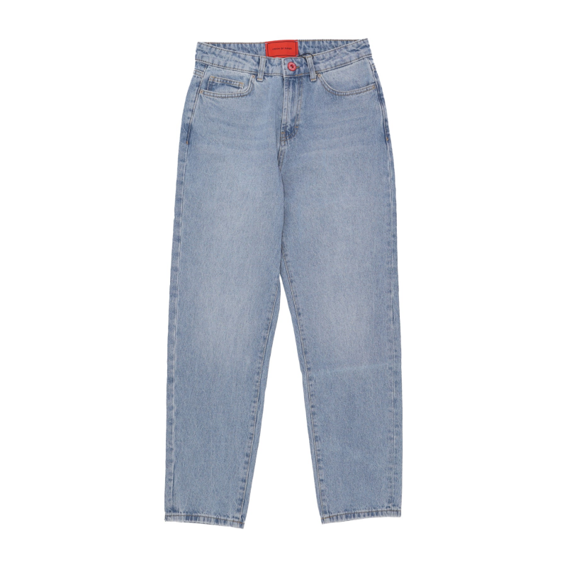 Herrenjeans, bedruckt mit Flammen und Logo, Jeansblau