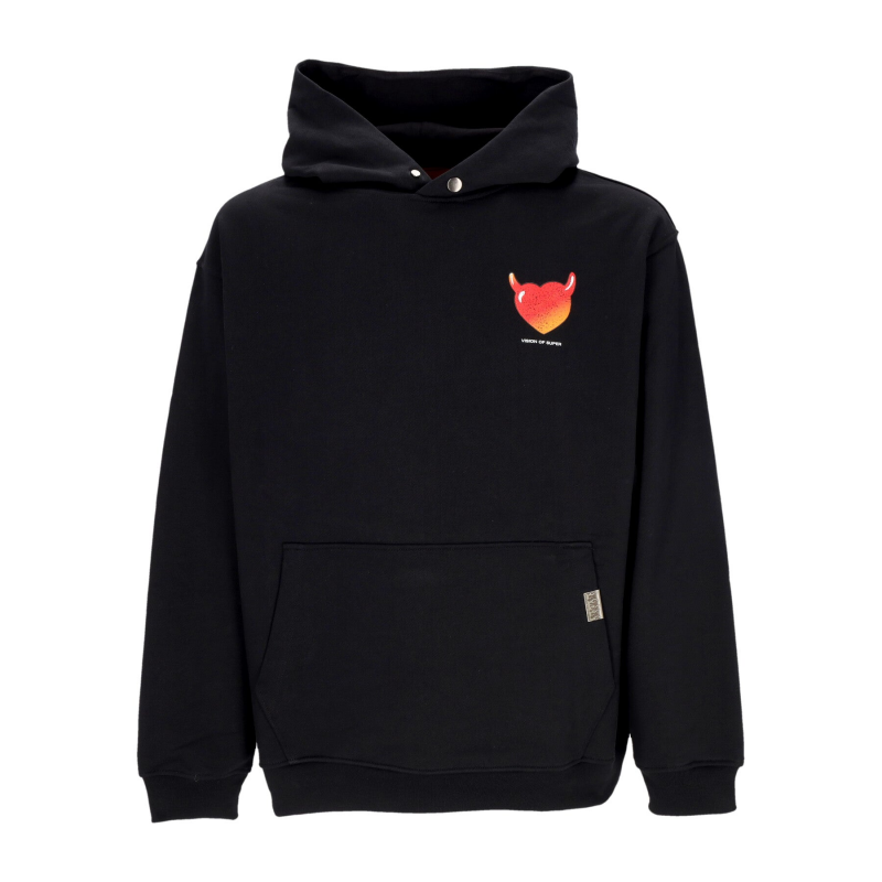 Leichtes Herren-Kapuzenpullover mit Puffy Love-Aufdruck, Schwarz