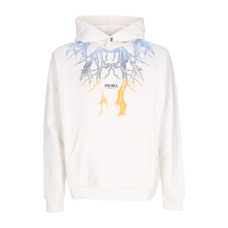 Leichtes Herren-Kapuzenpullover mit zweifarbigem Lightning-Print, WeiB