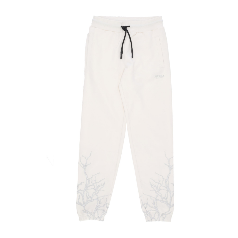 Leichte Herren-Trainingshose mit Stickerei, Lightning-Hose, WeiB/Grau