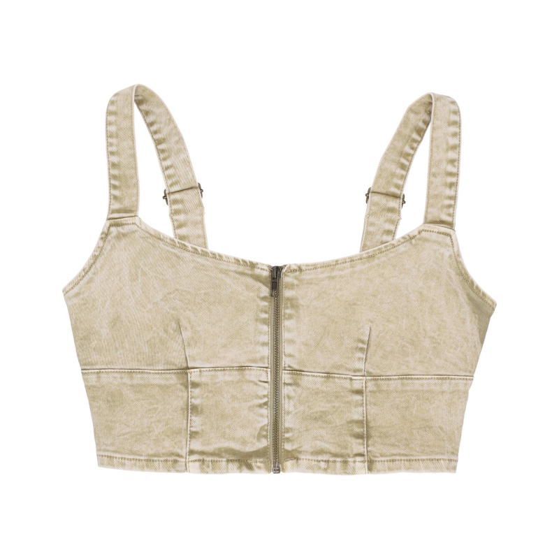 Top Damen W Go Aged Zip Bustier Denim Top Go Aged WeiB