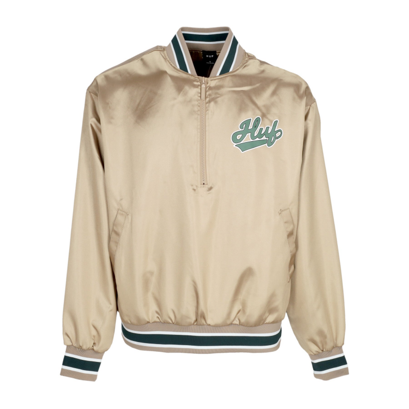 Pop Fly Satin Baseballjacke Herren Bomberjacke Hellbraun