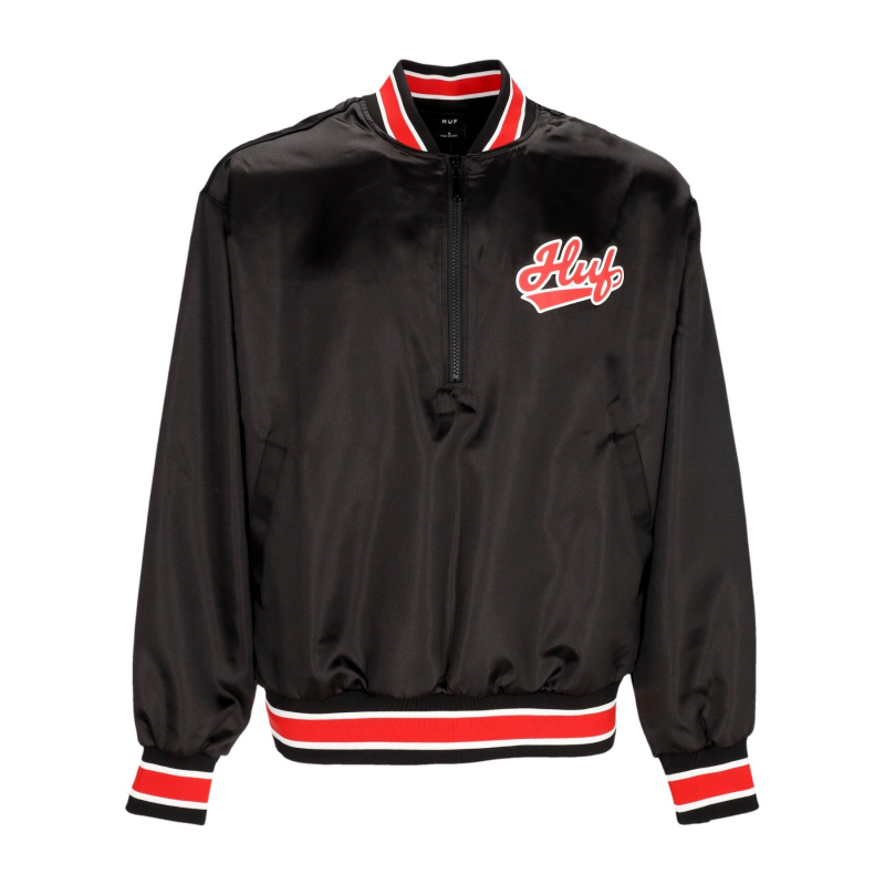 Pop Fly Satin Baseballjacke Herren Bomberjacke Schwarz