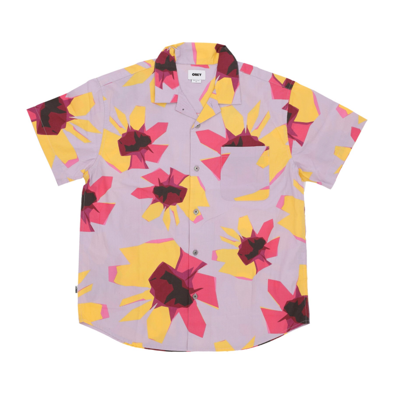 Eden Woven Herren Kurzarmhemd Orchid Petal Multi
