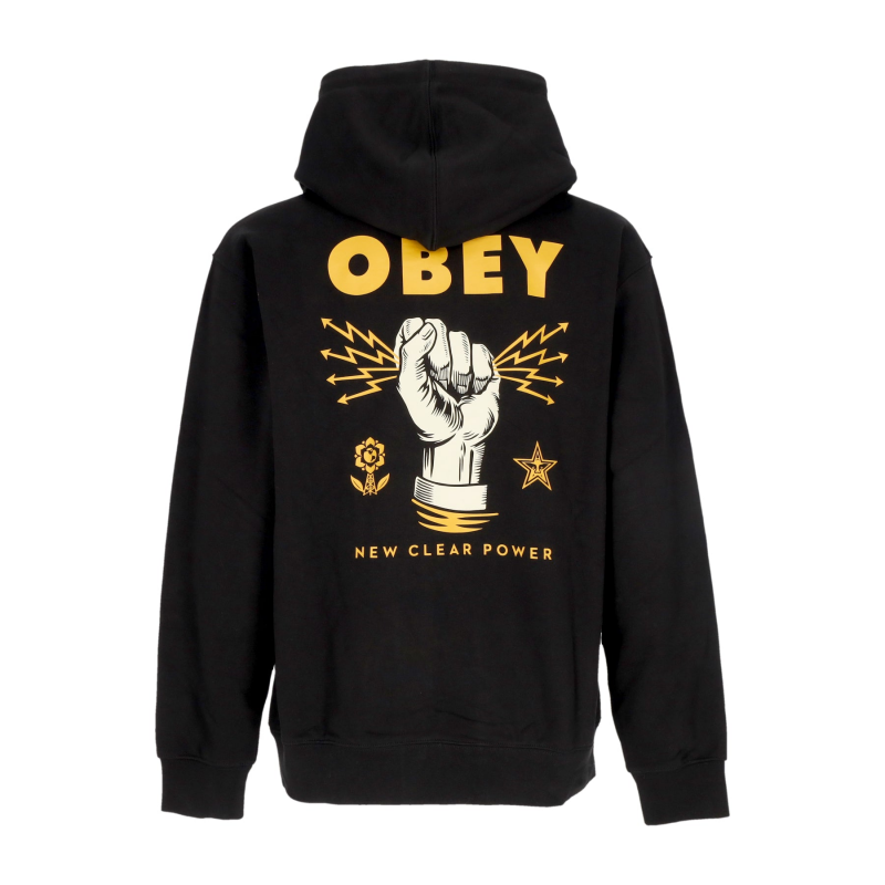 Leichtes Herren-Sweatshirt mit Kapuze New Clear Power Hoodie Fleece Schwarz