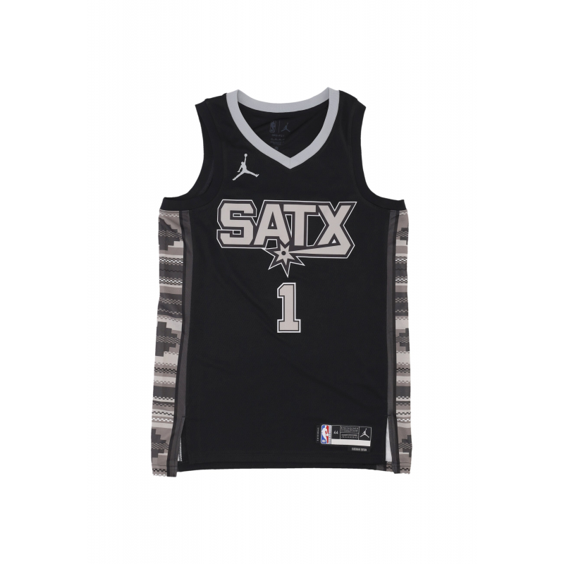 Herren-Basketball-Tanktop Nba Statement Edition 2022 Dri-Fit Swingman-Trikot Nr. 1 Victor Wembanyama Sanspu Schwarz/Fit Silber
