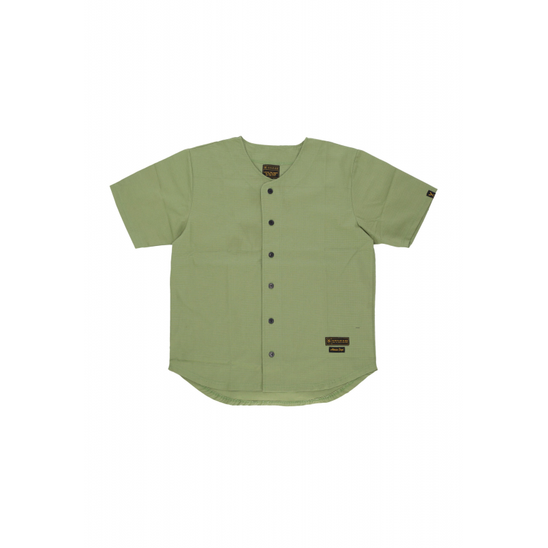 Mantelknopfe Herren-Baseballshirt Militargrun