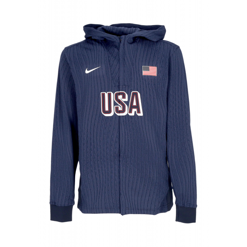 Leichtes Sweatshirt mit Kapuze mit ReiBverschluss fur Herren Dri-fit Adv Basketballspieljacke Team USA Obsidian/Obsidian/WeiB