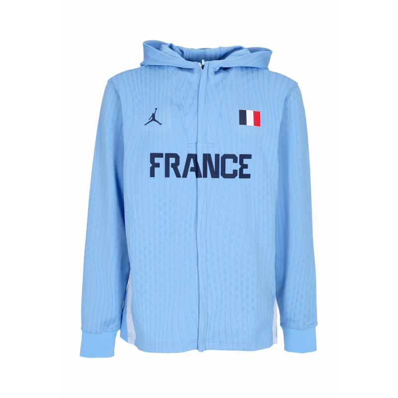 Leichter Kapuzenpullover mit ReiBverschluss fur Herren, Dri-fit Adv Basketball-Spieljacke, Team France, Celestine Blue/Celestin Blue/Obsidian