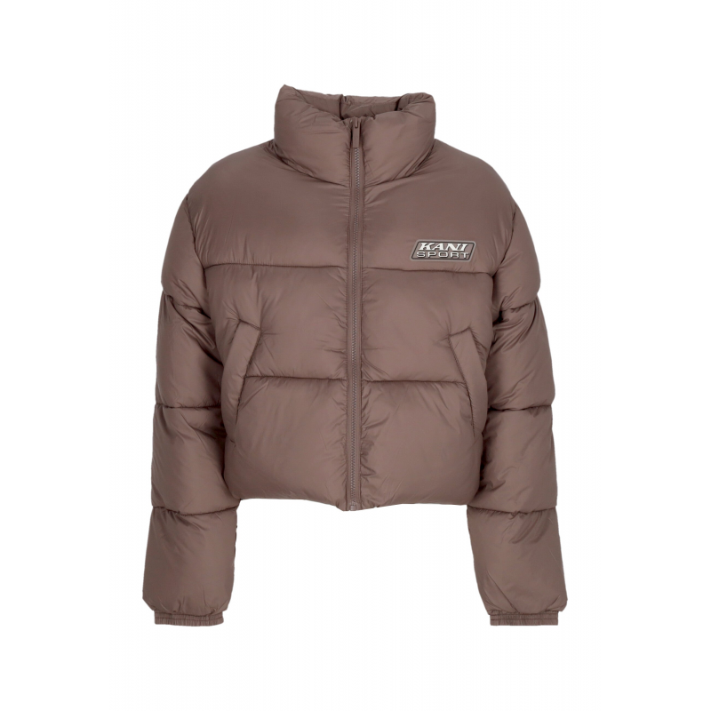Kurze Daunenjacke fur Damen W Sport Patch Crop Puffer Jacket Taupe