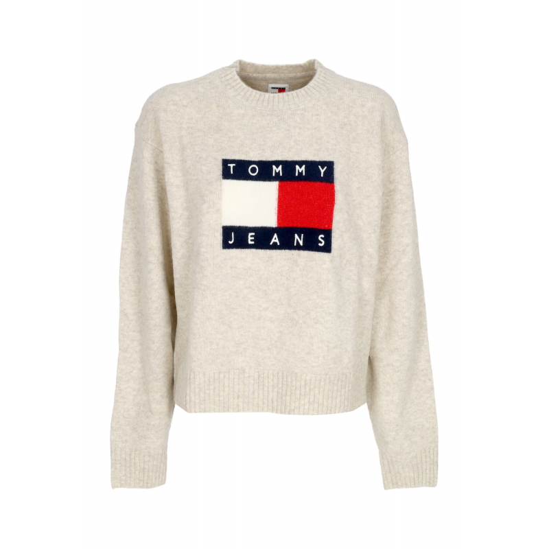 Damen Pullover W Melange Flag Pullover Ancient White Melange